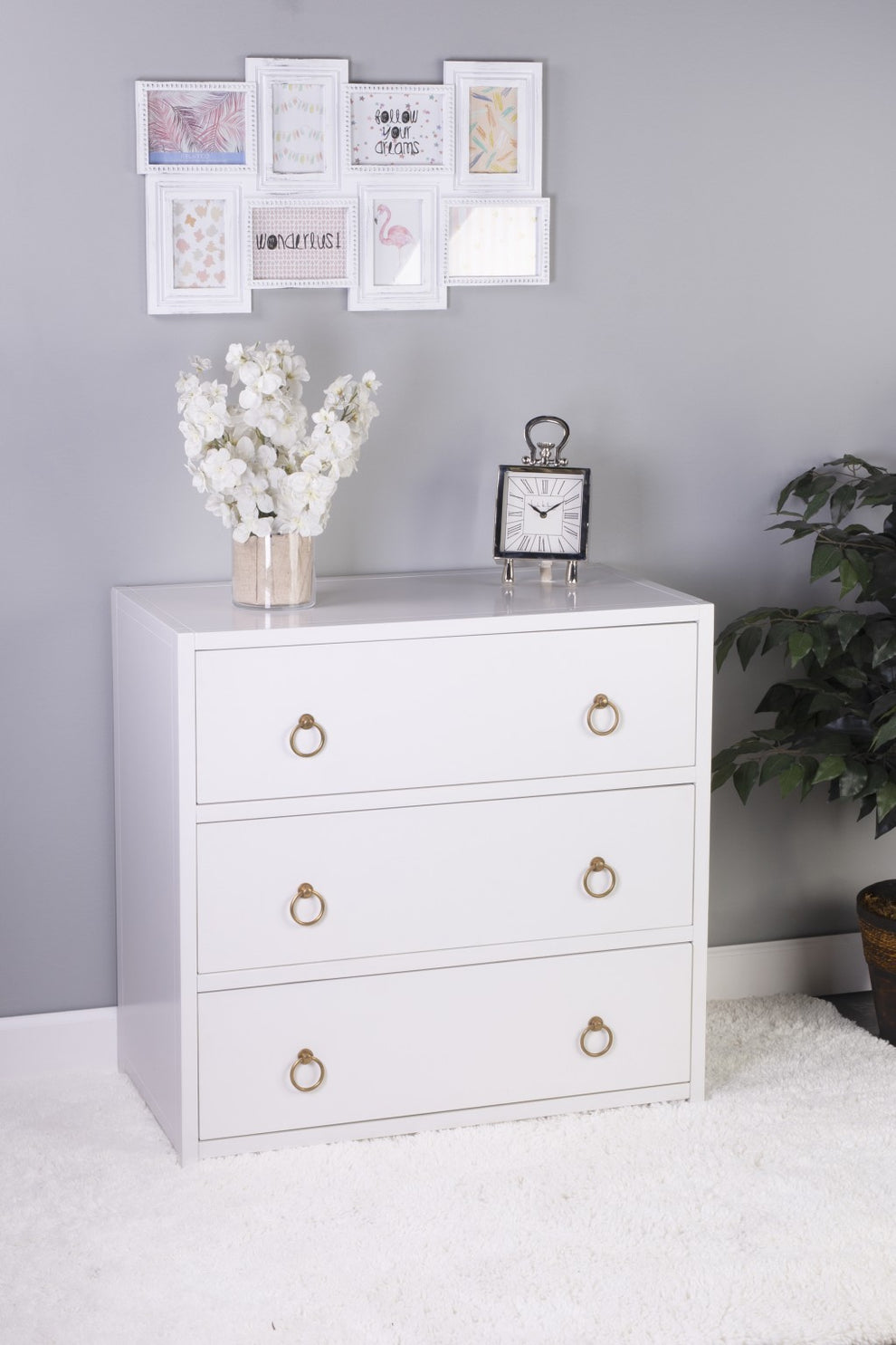 Lark Navy Blue 3 Drawer Chest By Homeroots | Drawers | Modishstore - 12
