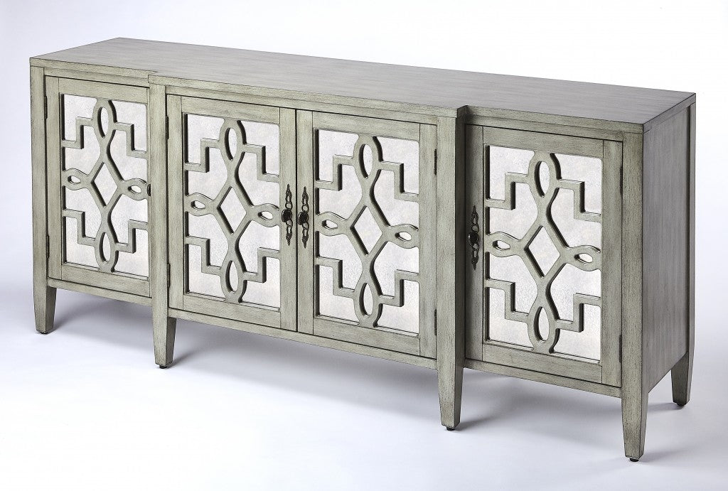 Giovanna Olive Gray Mirrored Sideboard By Homeroots | Cabinets | Modishstore - 2