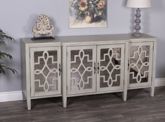 Giovanna Olive Gray Mirrored Sideboard By Homeroots | Cabinets | Modishstore - 7