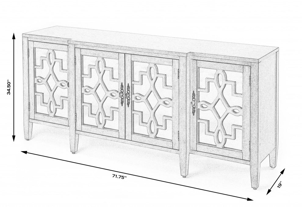 Giovanna Olive Gray Mirrored Sideboard By Homeroots | Cabinets | Modishstore - 8