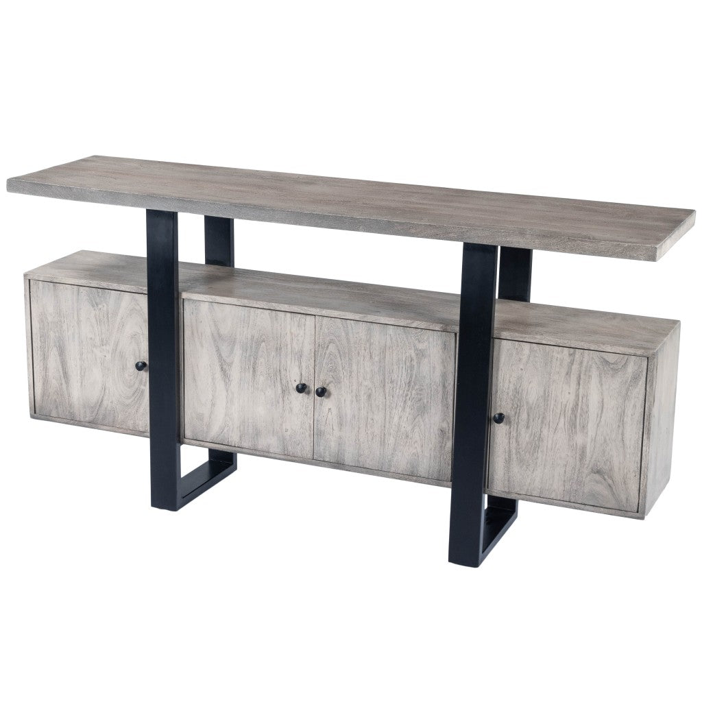 Raitis Gray Wood & Metal Sideboard By Homeroots | Cabinets | Modishstore - 2