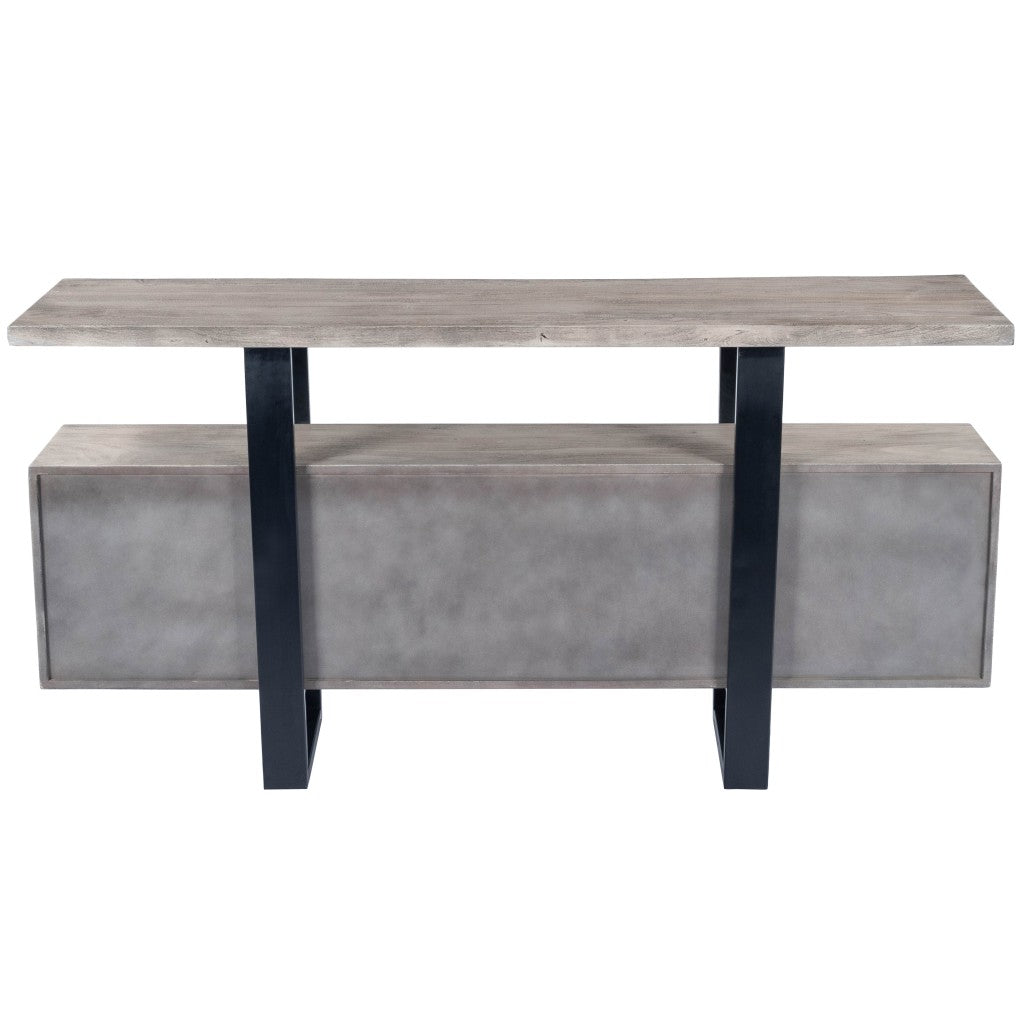 Raitis Gray Wood & Metal Sideboard By Homeroots | Cabinets | Modishstore - 4