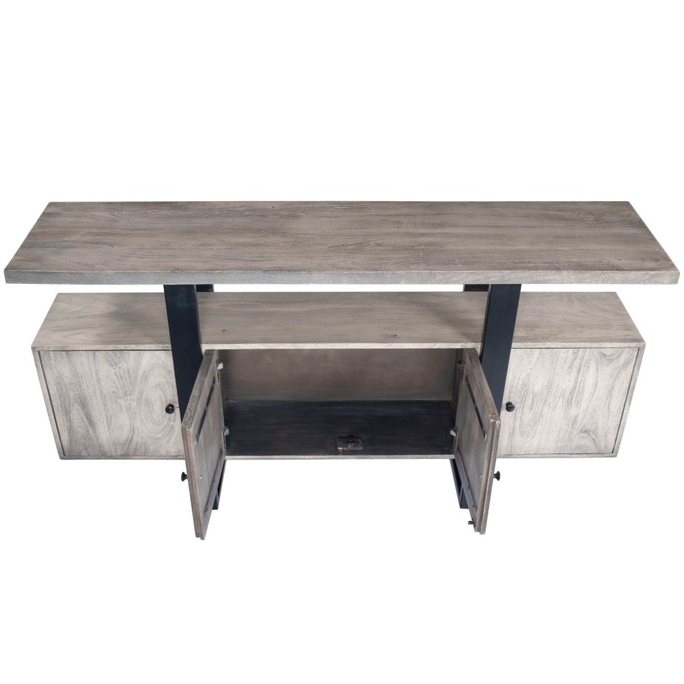 Raitis Gray Wood & Metal Sideboard By Homeroots | Cabinets | Modishstore - 7