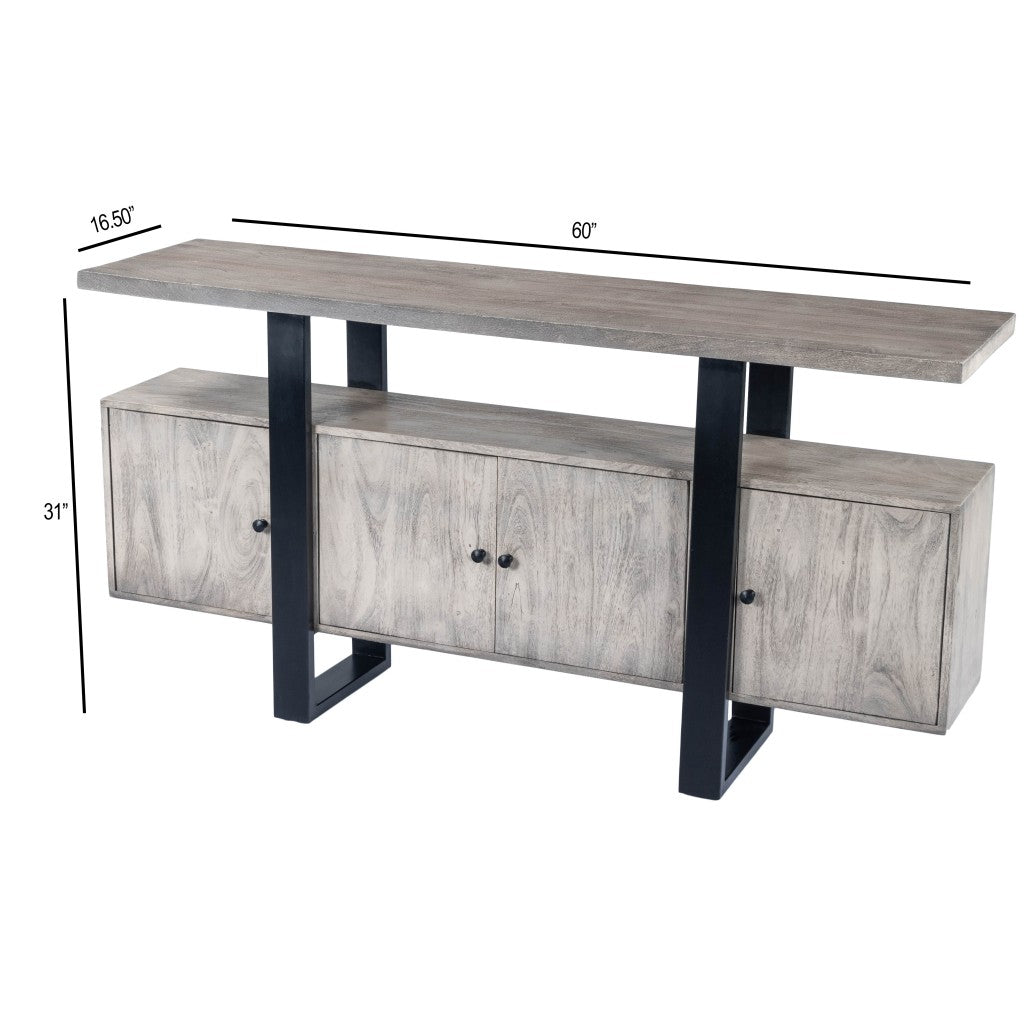 Raitis Gray Wood & Metal Sideboard By Homeroots | Cabinets | Modishstore - 9
