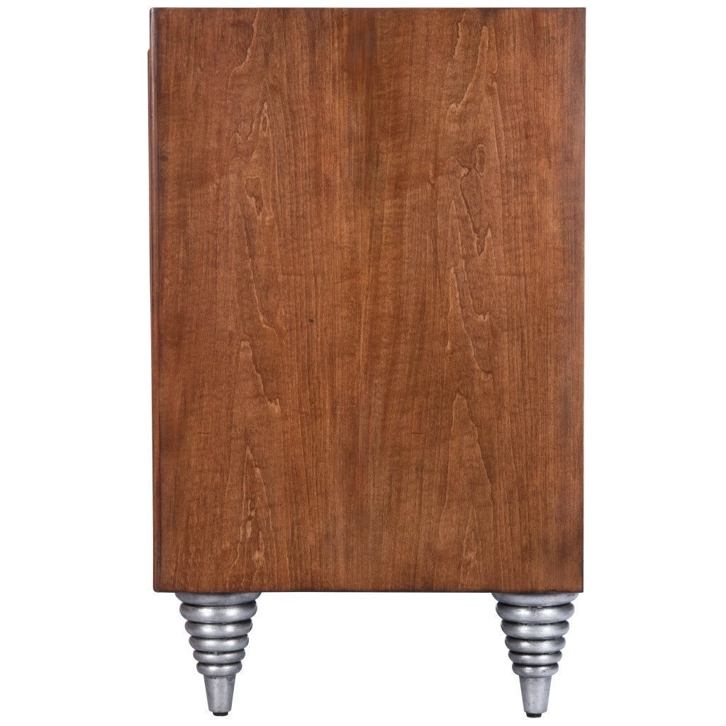 Shelly Leather & Capiz Shell Inlay Sideboard By Homeroots | Cabinets | Modishstore - 3