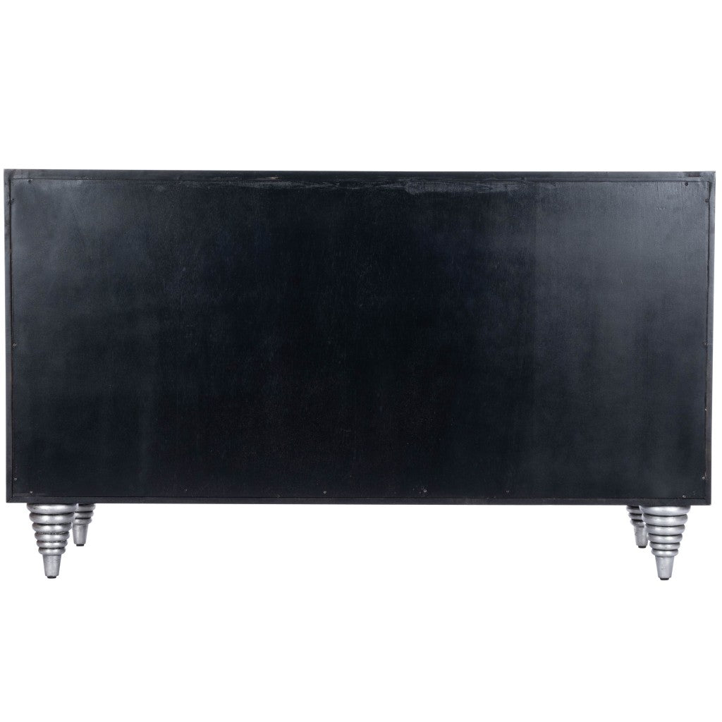 Shelly Leather & Capiz Shell Inlay Sideboard By Homeroots | Cabinets | Modishstore - 4