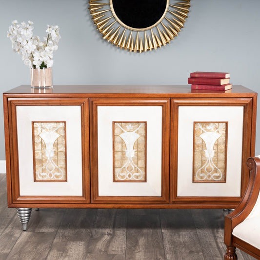 Shelly Leather & Capiz Shell Inlay Sideboard By Homeroots | Cabinets | Modishstore
