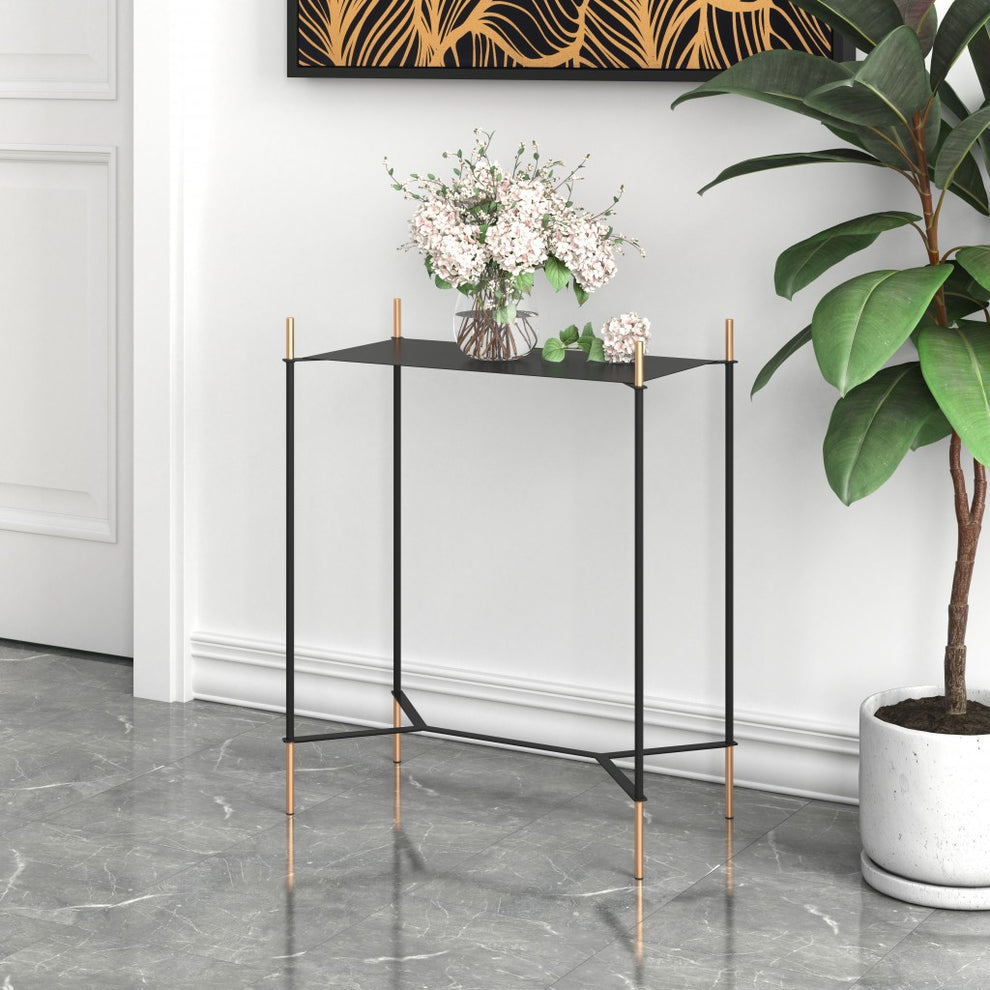 Moderna Black and Gold Accent Side Table By Homeroots | End Tables | Modishstore - 6