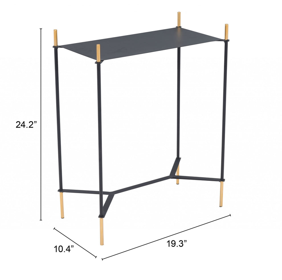 Moderna Black and Gold Accent Side Table By Homeroots | End Tables | Modishstore - 7