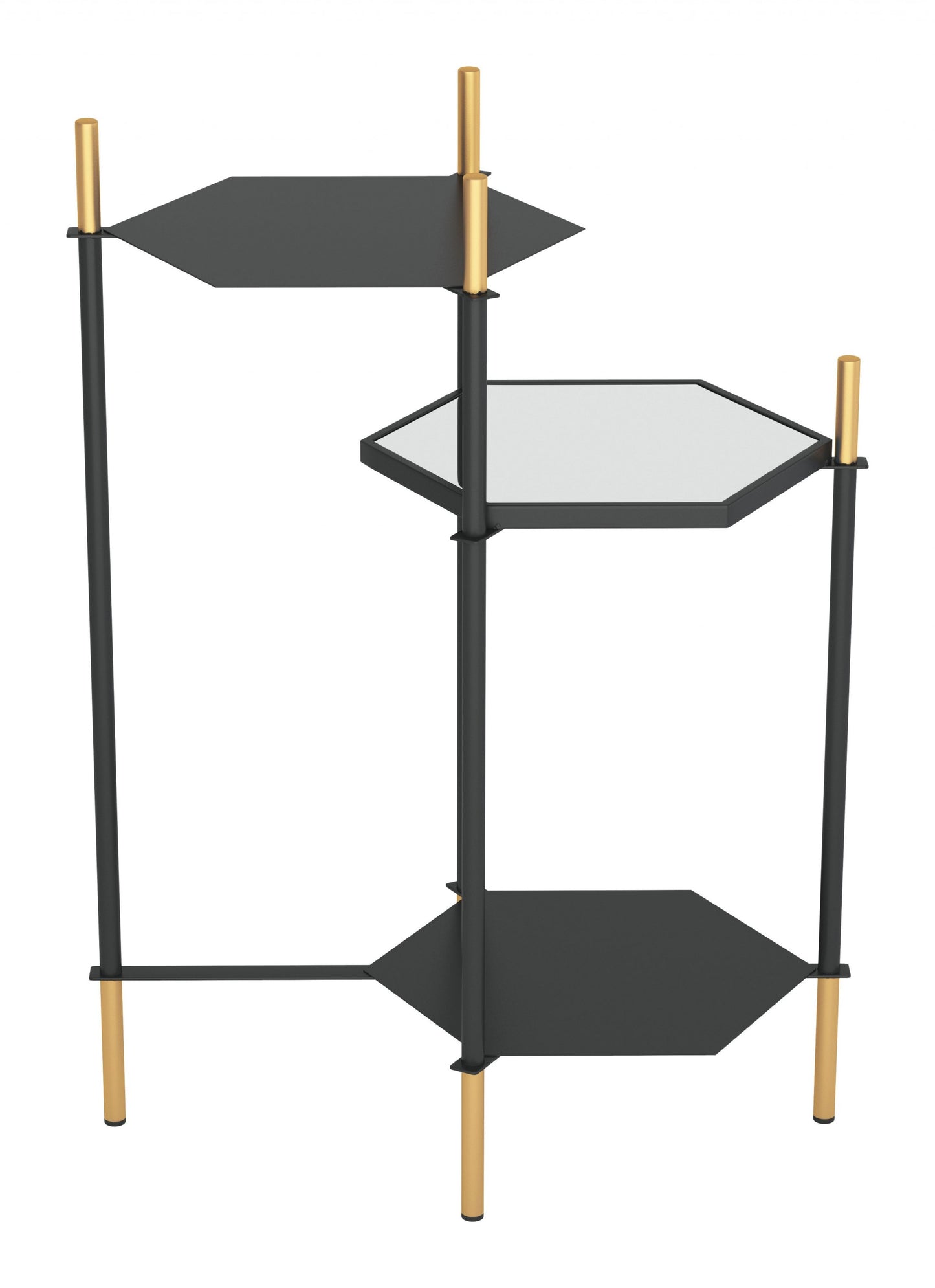 27" Gold And Black Glass End Table With Two Shelves By Homeroots | End Tables | Modishstore - 2