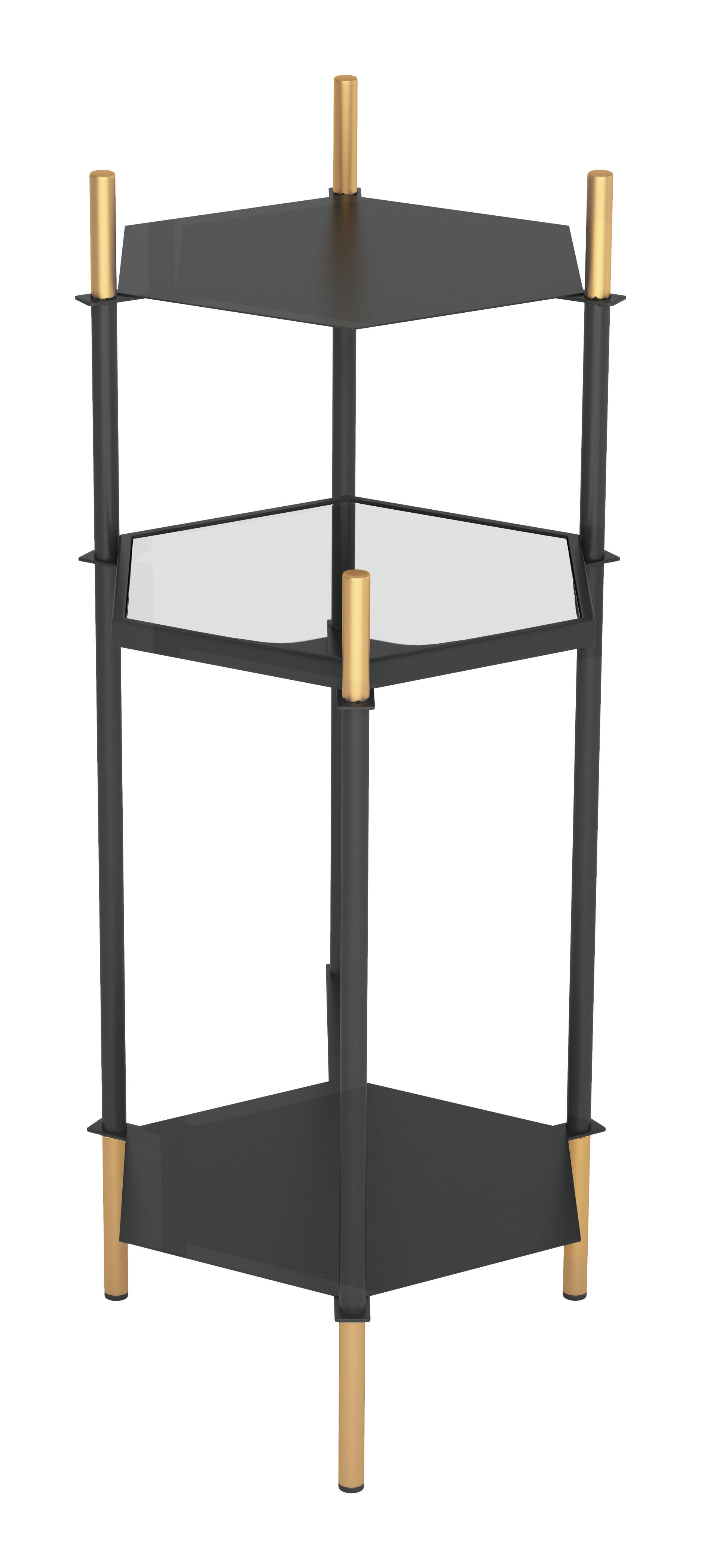 27" Gold And Black Glass End Table With Two Shelves By Homeroots | End Tables | Modishstore - 3