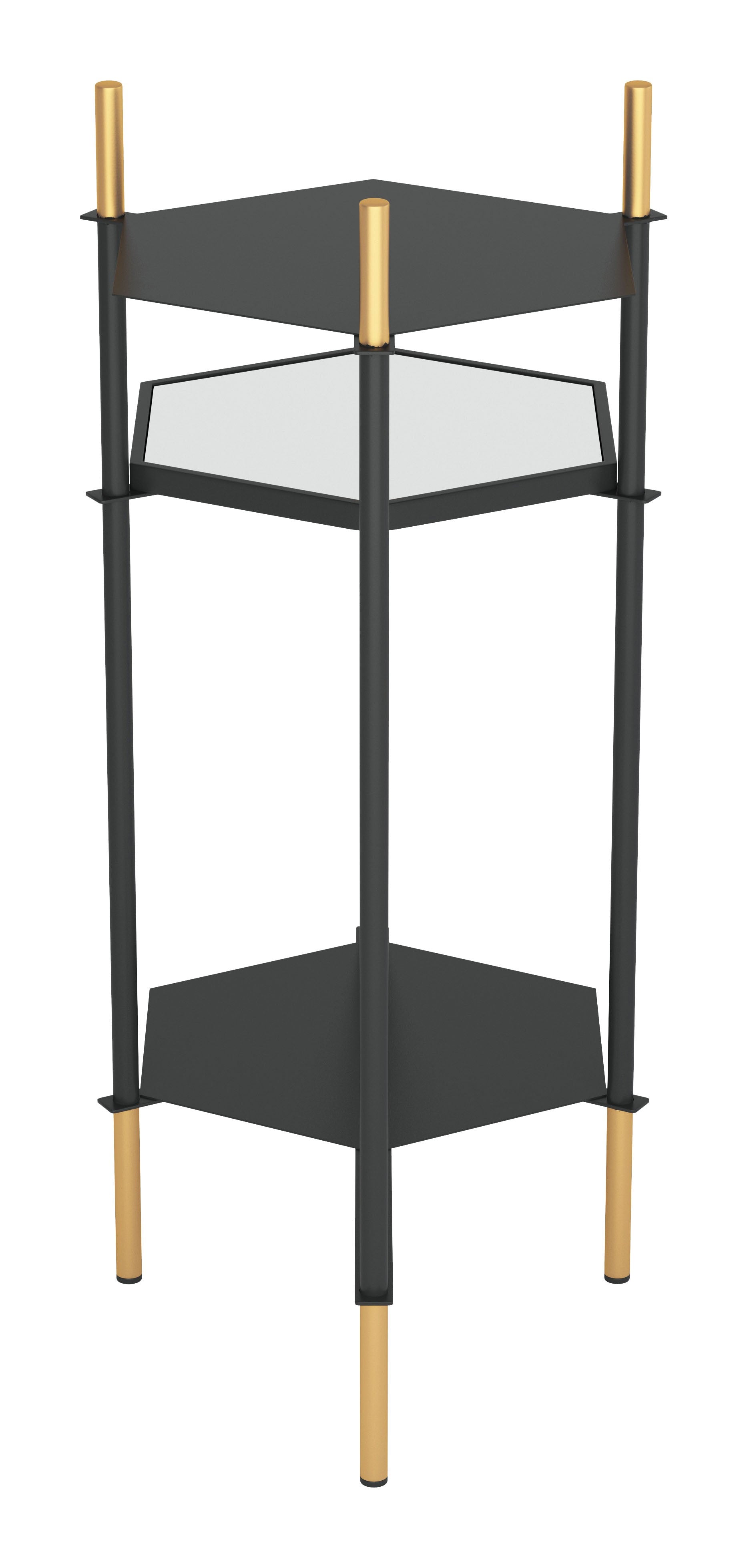 27" Gold And Black Glass End Table With Two Shelves By Homeroots | End Tables | Modishstore - 4