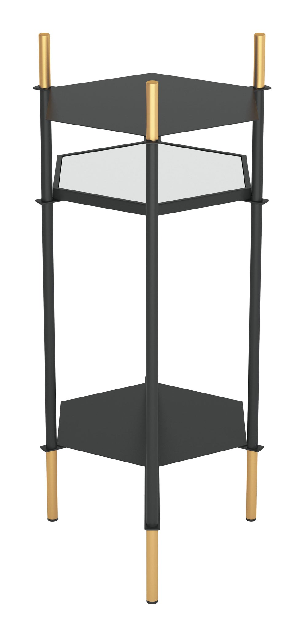 27" Gold And Black Glass End Table With Two Shelves By Homeroots | End Tables | Modishstore - 4