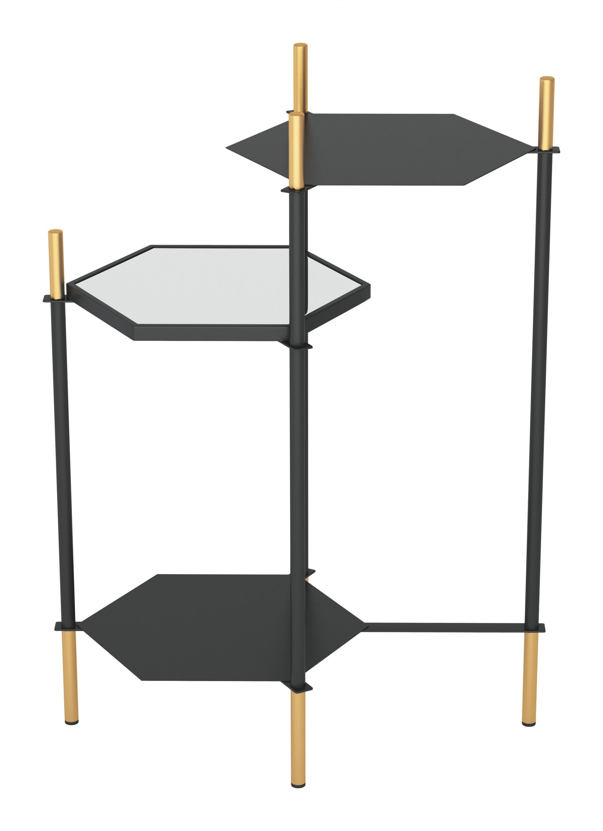27" Gold And Black Glass End Table With Two Shelves By Homeroots | End Tables | Modishstore - 7
