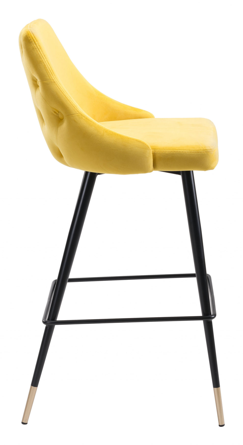 41" Yellow And Black Steel Low Back Bar Height Chair With Footrest By Homeroots | Bar Stools | Modishstore - 2