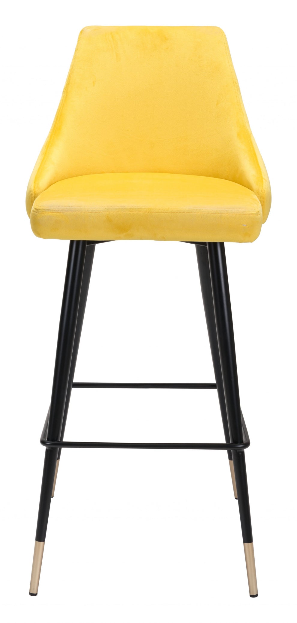 41" Yellow And Black Steel Low Back Bar Height Chair With Footrest By Homeroots | Bar Stools | Modishstore - 3