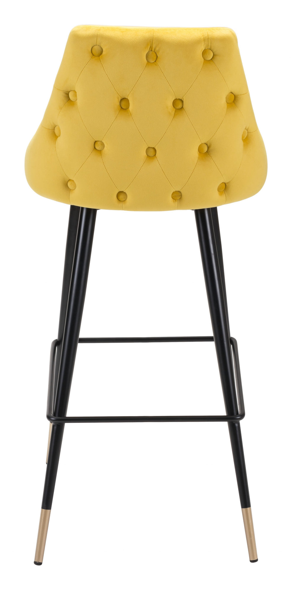 41" Yellow And Black Steel Low Back Bar Height Chair With Footrest By Homeroots | Bar Stools | Modishstore - 4