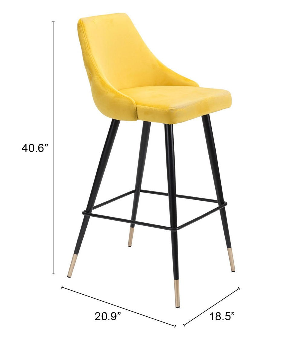 41" Yellow And Black Steel Low Back Bar Height Chair With Footrest By Homeroots
