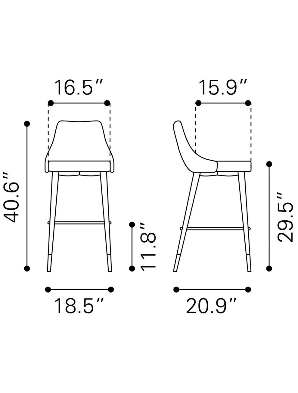 41" Yellow And Black Steel Low Back Bar Height Chair With Footrest By Homeroots | Bar Stools | Modishstore - 8
