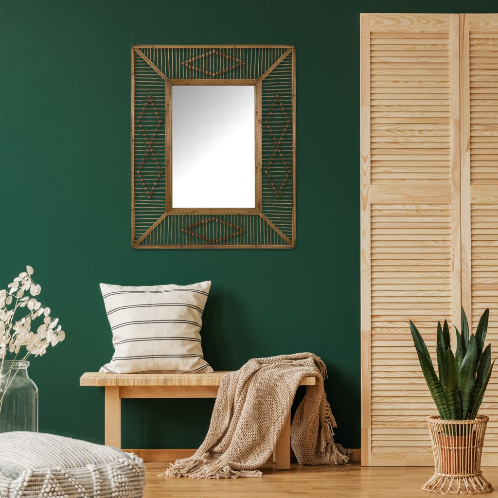 Bohemian Beaded Rectangle Wall Mirror By Homeroots | Mirrors | Modishstore - 2