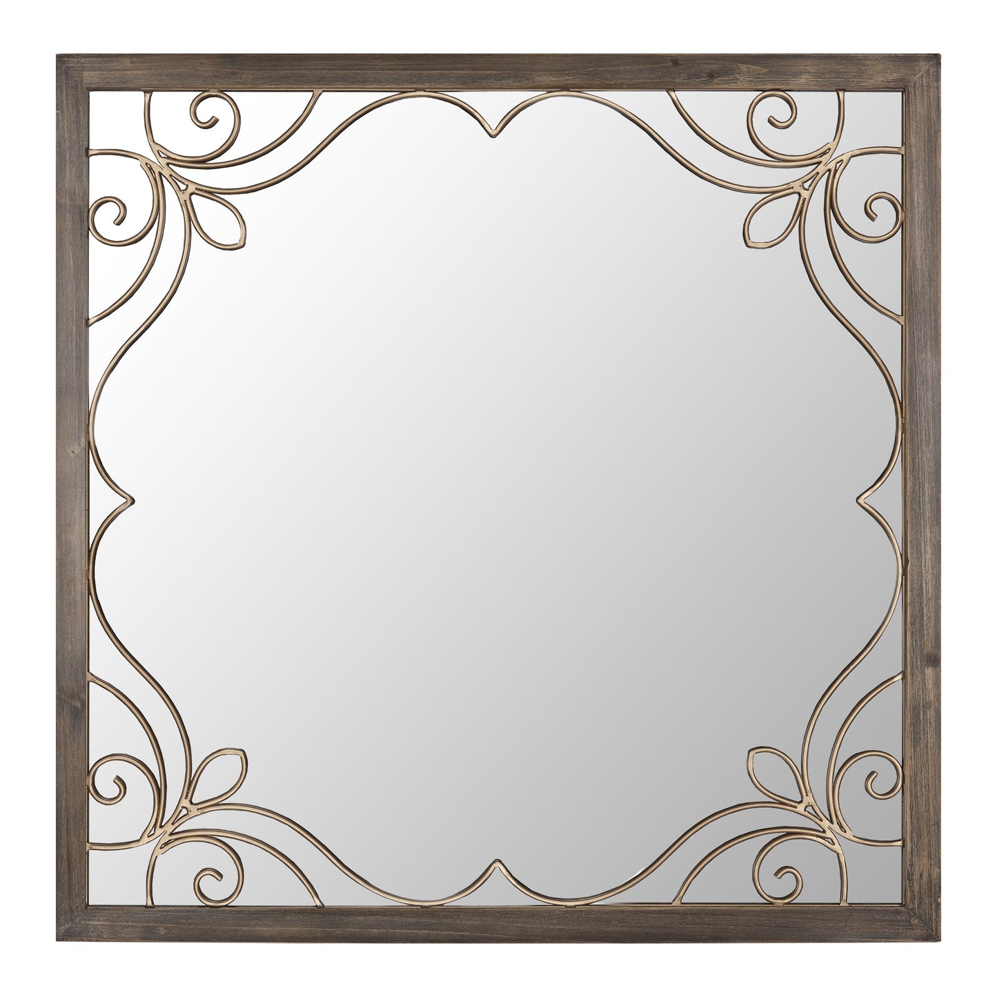 Traditional Square Wall Mirror with Metal Detailing By Homeroots | Mirrors | Modishstore
