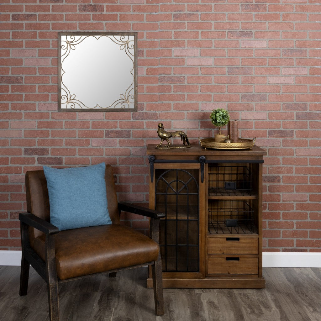 Traditional Square Wall Mirror with Metal Detailing By Homeroots | Mirrors | Modishstore - 4