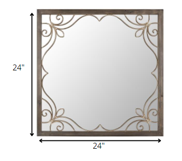 Traditional Square Wall Mirror with Metal Detailing By Homeroots | Mirrors | Modishstore - 5