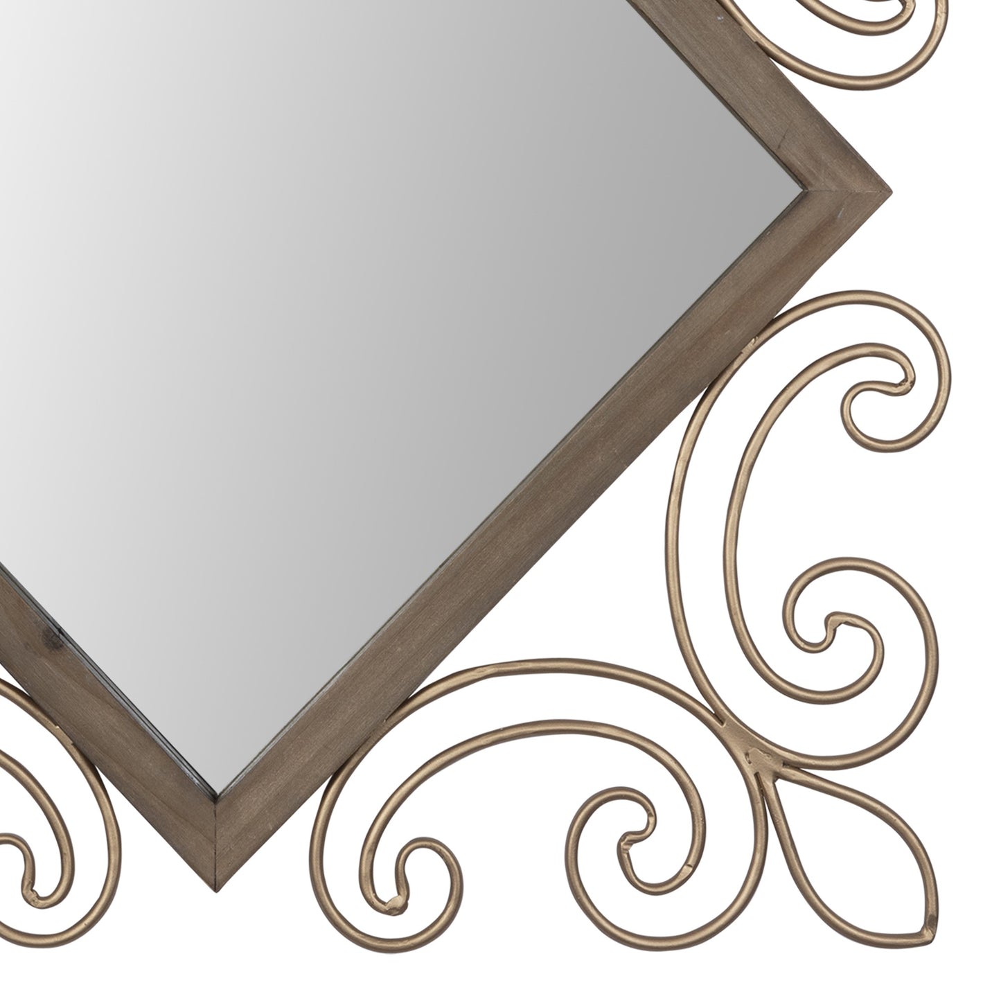Traditional Diamond Wall Mirror with Metal Detailing By Homeroots | Mirrors | Modishstore - 3