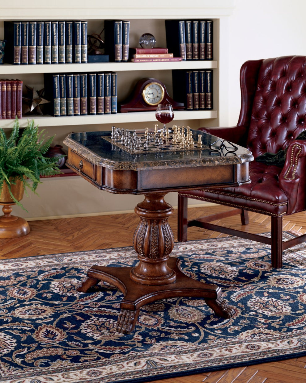 Fossil Stone Game Table By Homeroots - 389883 | Coffee Tables | Modishstore - 2