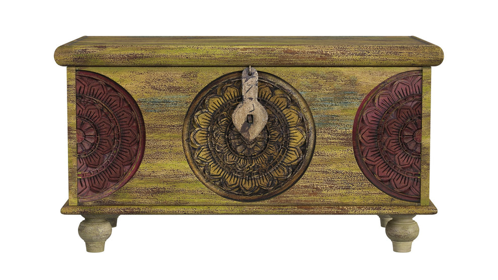 Mesa Carved Wooden Trunk Coffee Table By Homeroots | Cabinets | Modishstore - 2