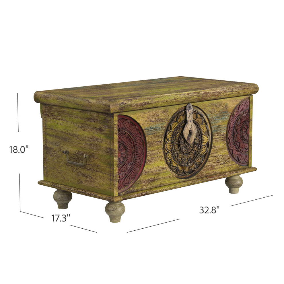 Mesa Carved Wooden Trunk Coffee Table By Homeroots | Cabinets | Modishstore - 7