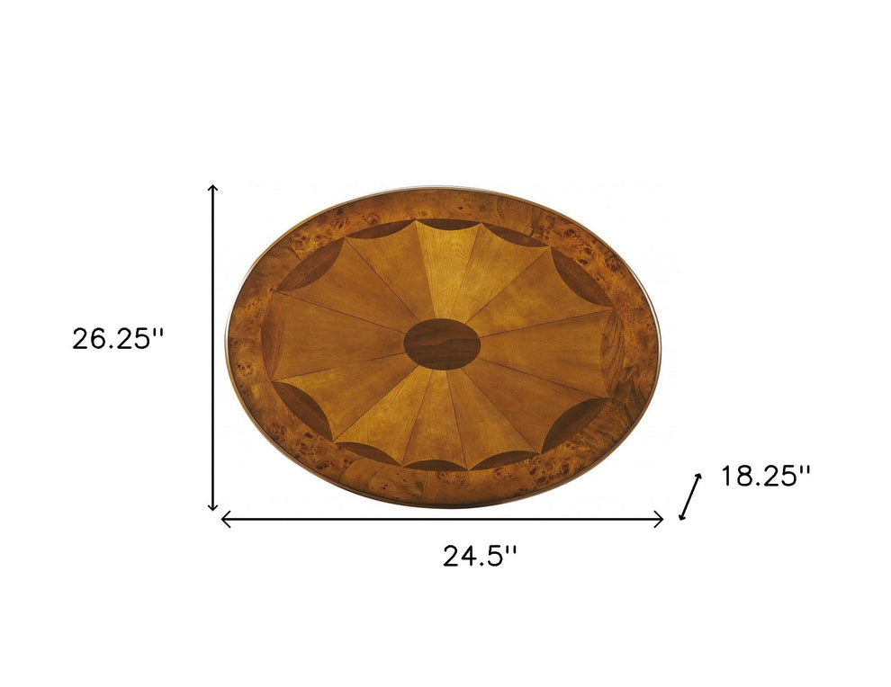 Olive Ash Burl Oval Accent Table By Homeroots | Coffee Tables | Modishstore - 9