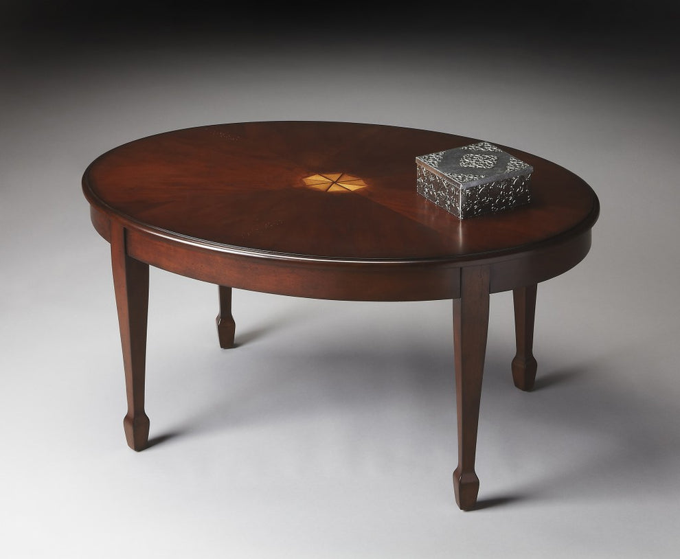 Traditional Cherry Oval Coffee Table By Homeroots | Coffee Tables | Modishstore - 7