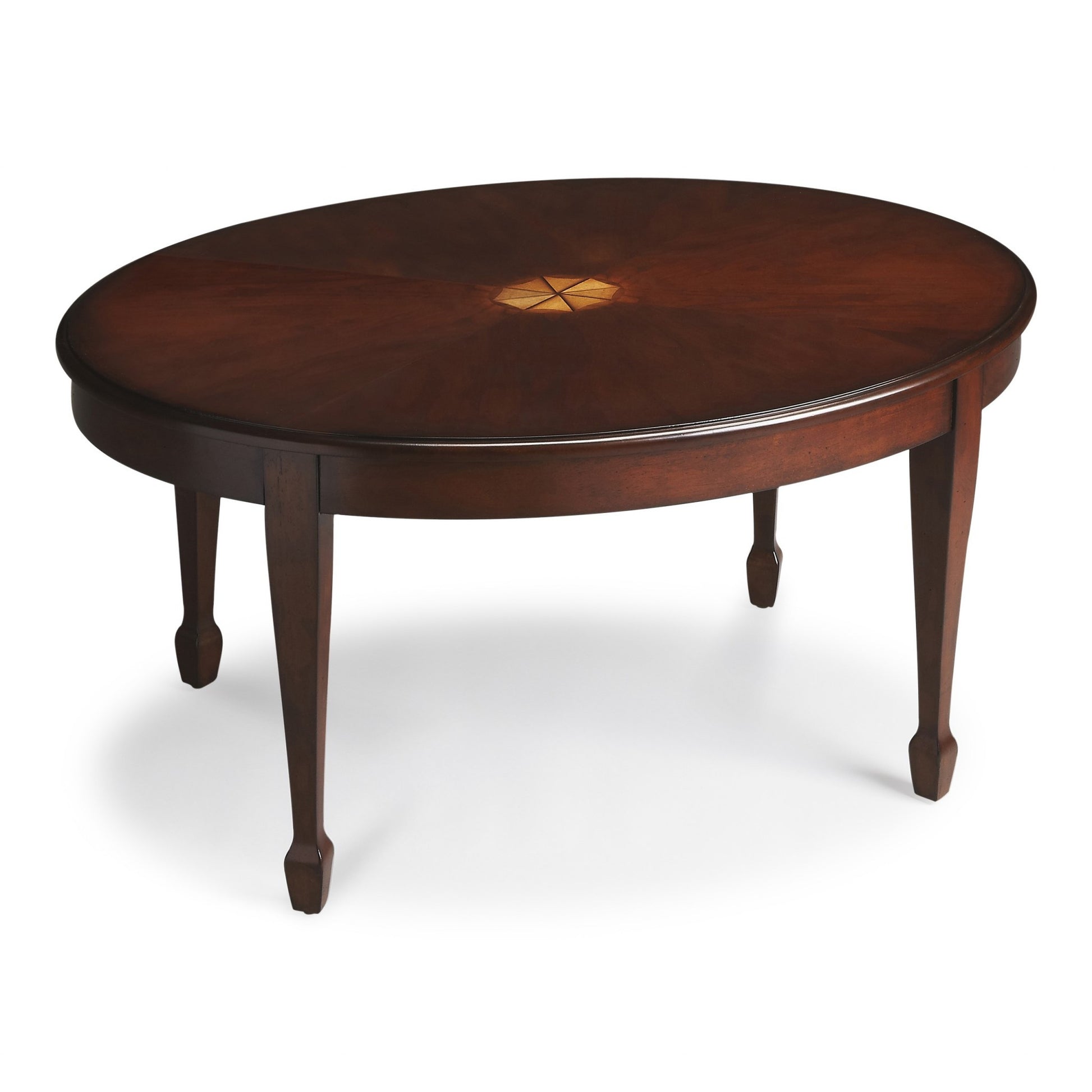 Traditional Cherry Oval Coffee Table By Homeroots | Coffee Tables | Modishstore - 2