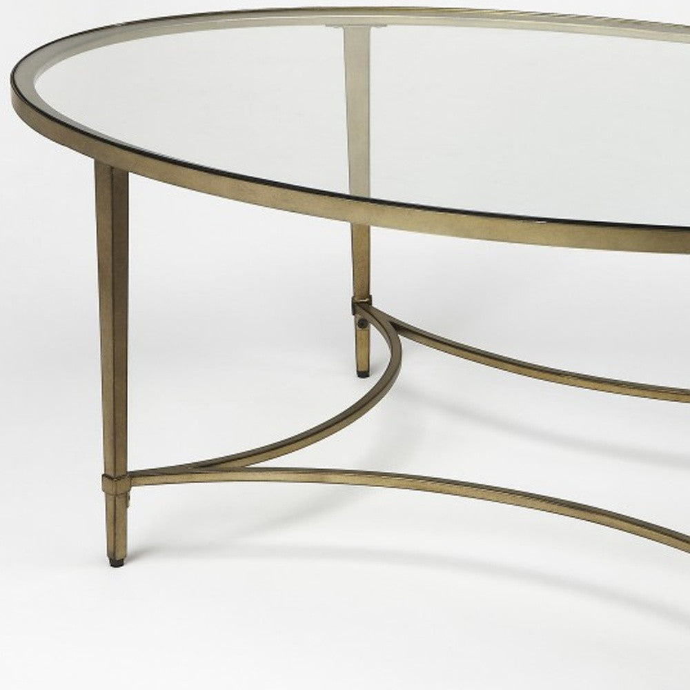 Golden Oval Coffee Table By Homeroots | Coffee Tables | Modishstore - 4