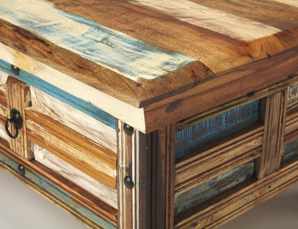 Rustic Painted Coffee Table By Homeroots | Coffee Tables | Modishstore - 2