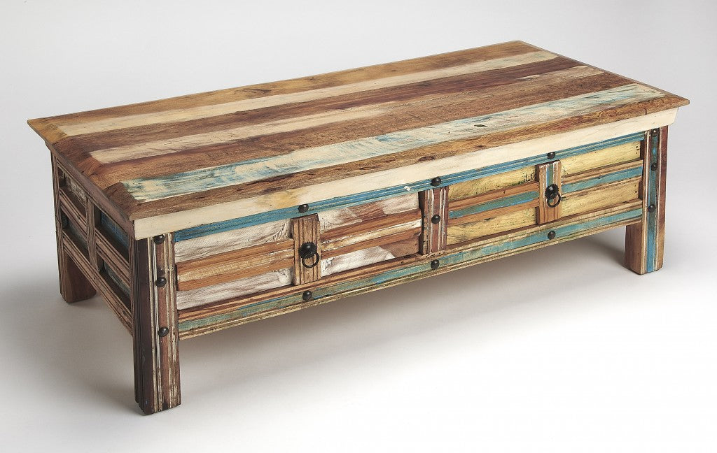 Rustic Painted Coffee Table By Homeroots | Coffee Tables | Modishstore - 3