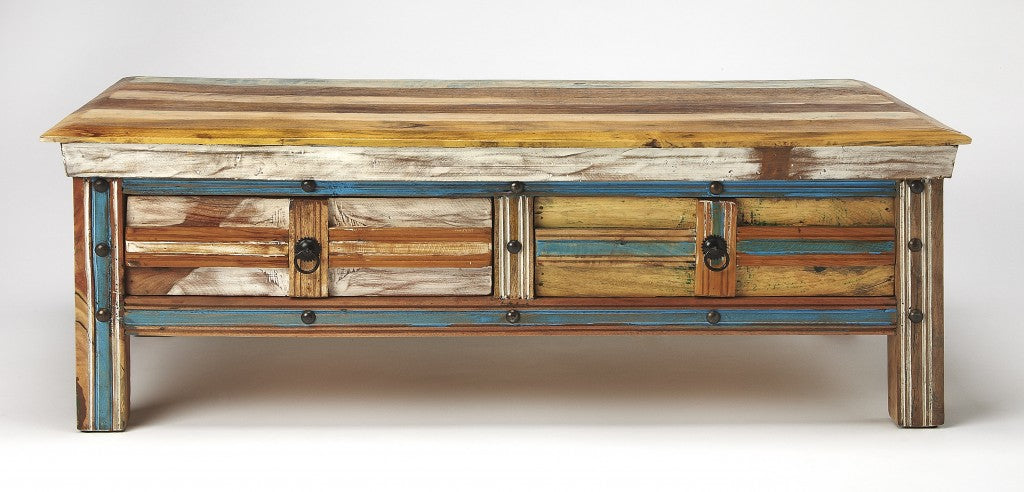 Rustic Painted Coffee Table By Homeroots | Coffee Tables | Modishstore - 4