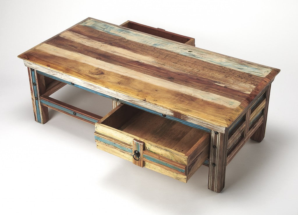 Rustic Painted Coffee Table By Homeroots | Coffee Tables | Modishstore - 5