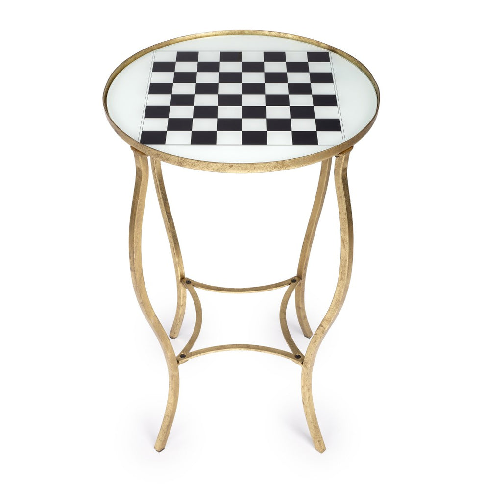 Antique Gold Black and White Game Table By Homeroots | Coffee Tables | Modishstore - 2