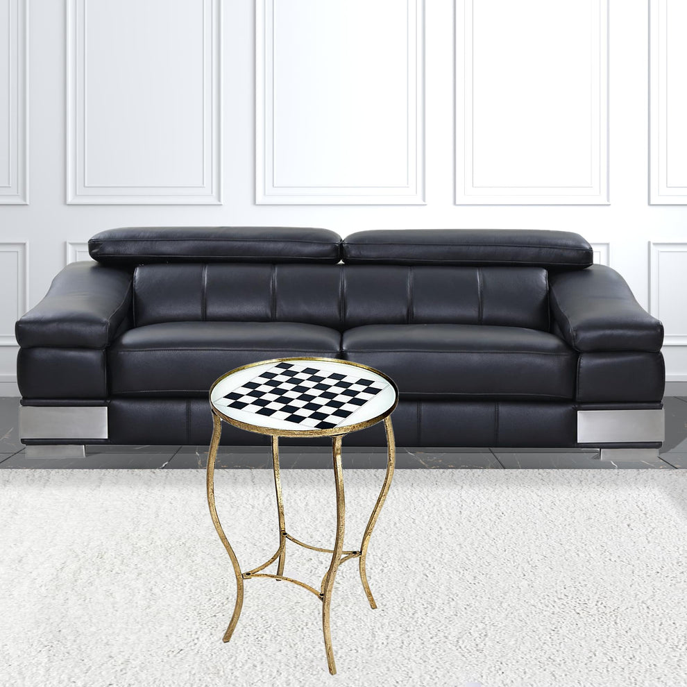 Antique Gold Black and White Game Table By Homeroots | Coffee Tables | Modishstore - 6