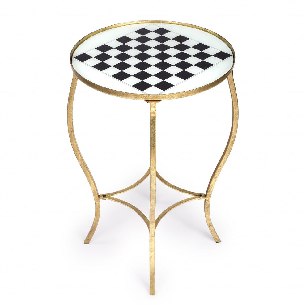 Antique Gold Black and White Game Table By Homeroots | Coffee Tables | Modishstore - 5