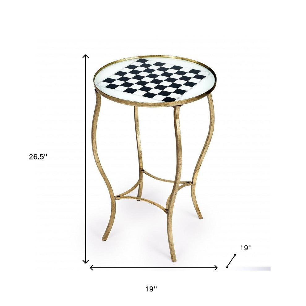 Antique Gold Black and White Game Table By Homeroots | Coffee Tables | Modishstore - 7