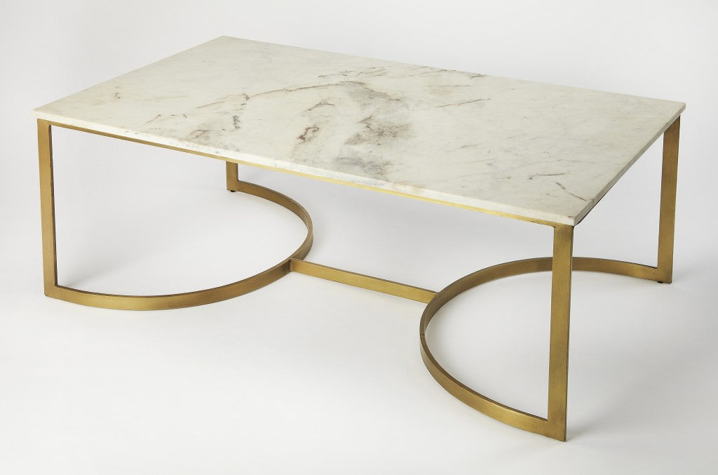 Metal and Marble Coffee Table By Homeroots | Coffee Tables | Modishstore