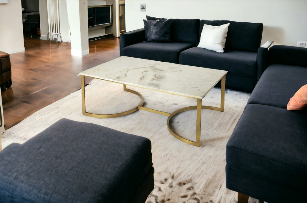 Metal and Marble Coffee Table By Homeroots | Coffee Tables | Modishstore - 2