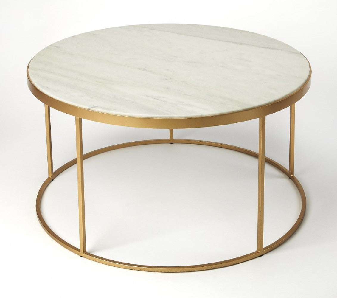 White Marble Coffee Table By Homeroots - 389941 | Coffee Tables | Modishstore