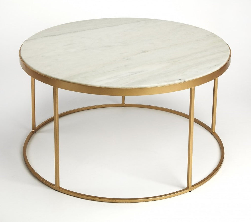 White Marble Coffee Table By Homeroots - 389941 | Coffee Tables | Modishstore - 3