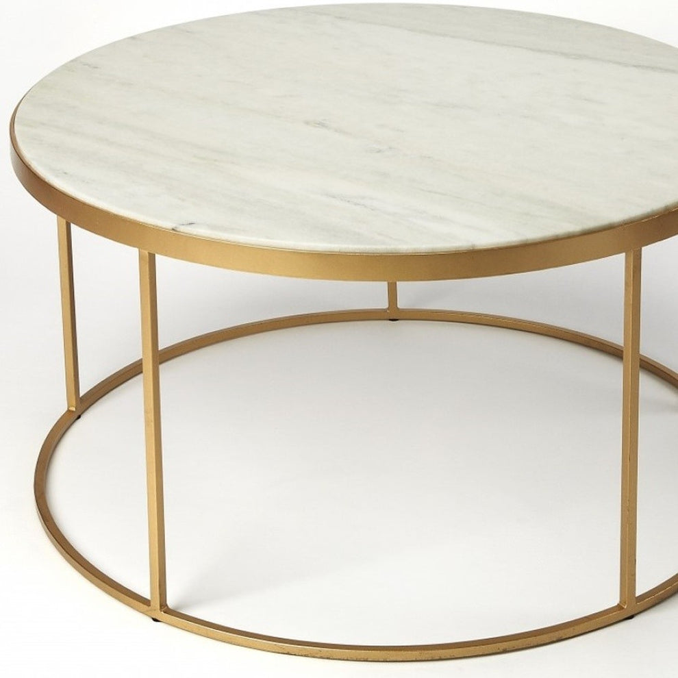 White Marble Coffee Table By Homeroots - 389941 | Coffee Tables | Modishstore - 4