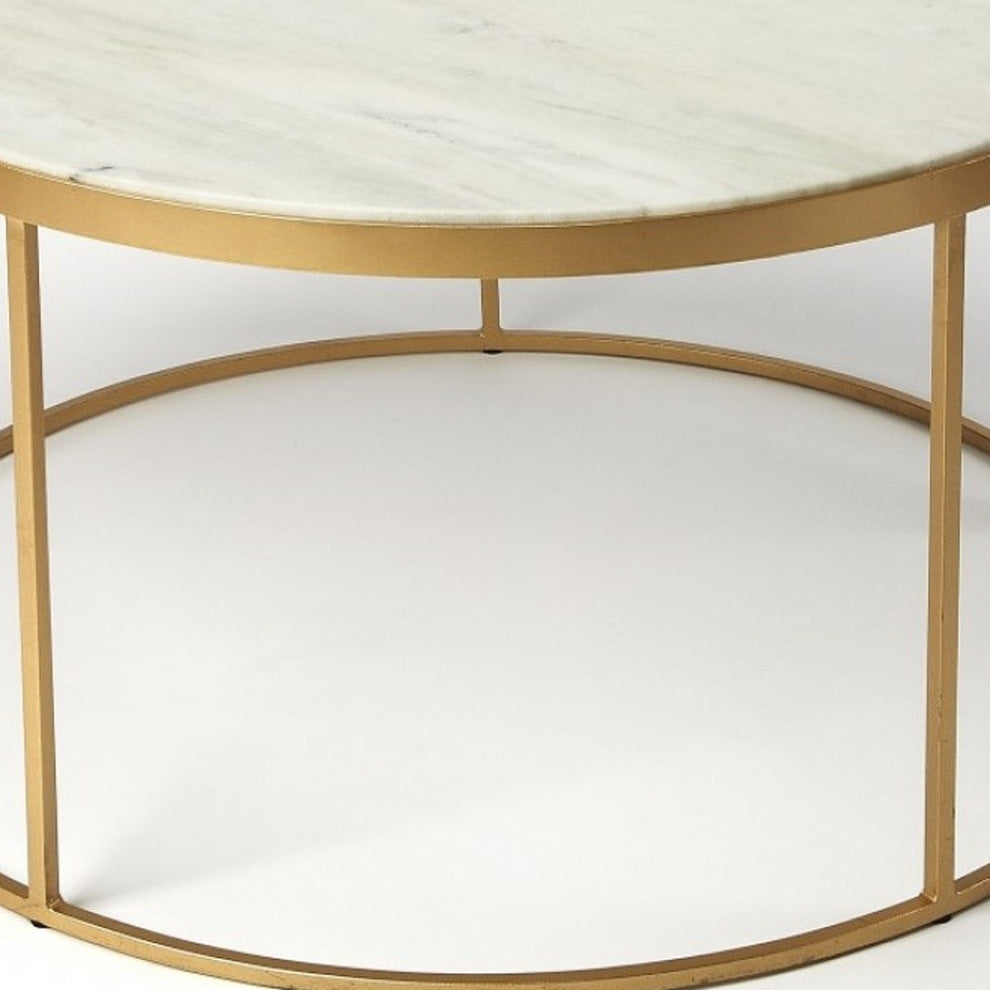 White Marble Coffee Table By Homeroots - 389941 | Coffee Tables | Modishstore - 5