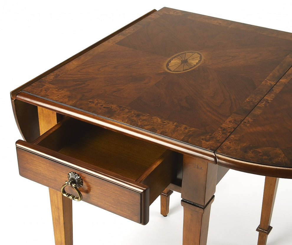 Olive Ash Burl Pembroke Table By Homeroots | Coffee Tables | Modishstore - 5
